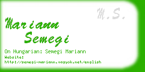 mariann semegi business card